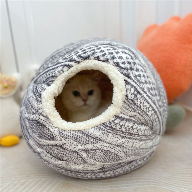 CozyKnit Wool Ball Cat Nest