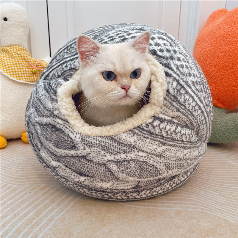 CozyKnit Wool Ball Cat Nest