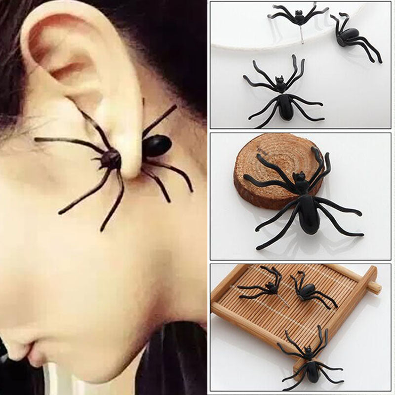 Creepy Black Spider Earrings