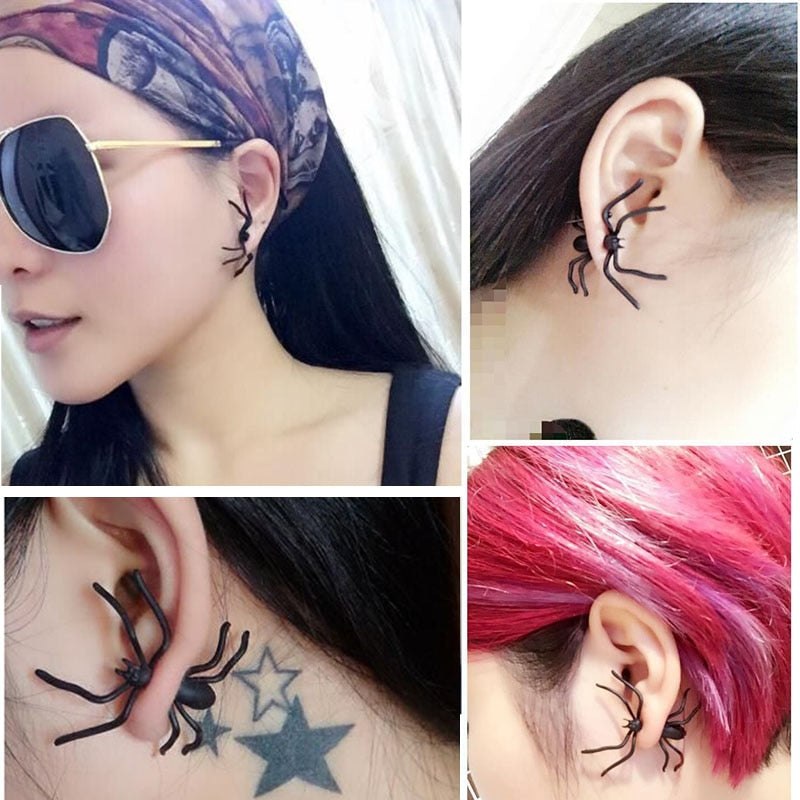 Creepy Black Spider Earrings