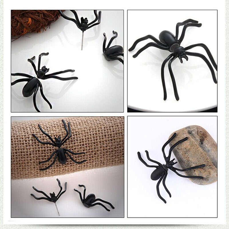 Creepy Black Spider Earrings